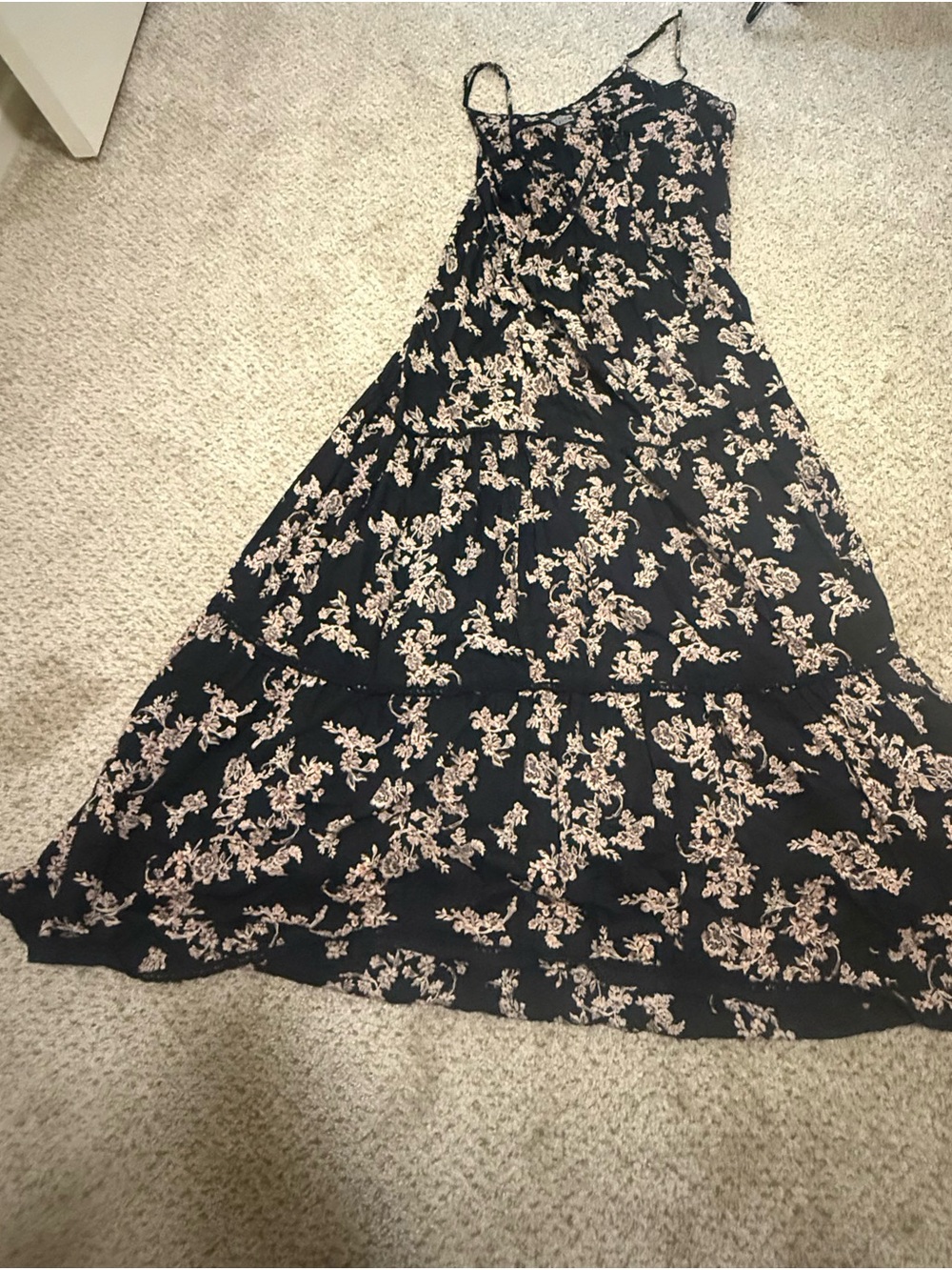 Angie Black Maxi dress with Cream Floral Print